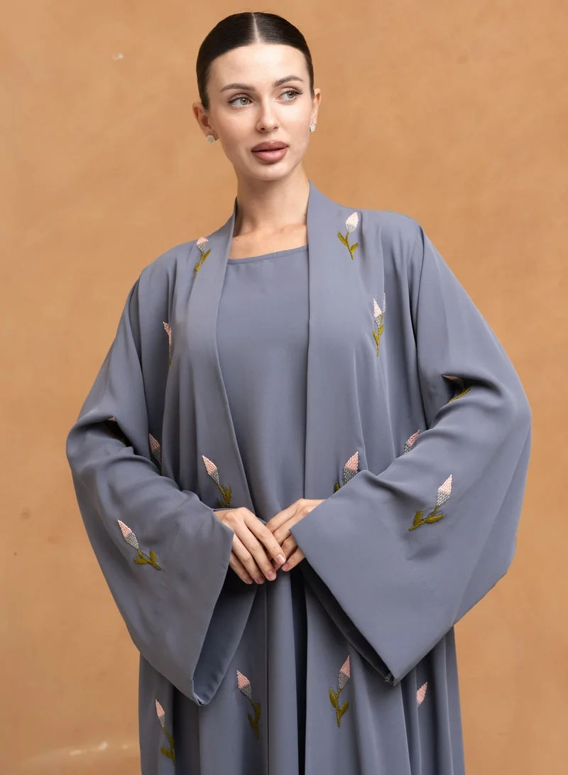 Meem by Mariyah Front open abaya with sheila